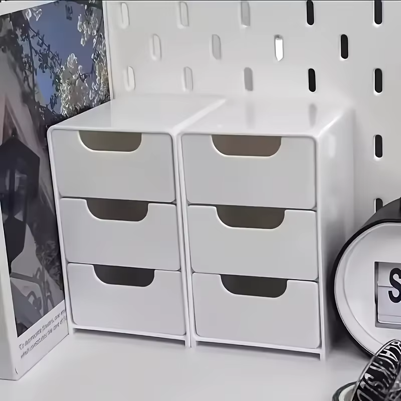 Chic 3-Tier Desk Organizer with Drawers - 1PC