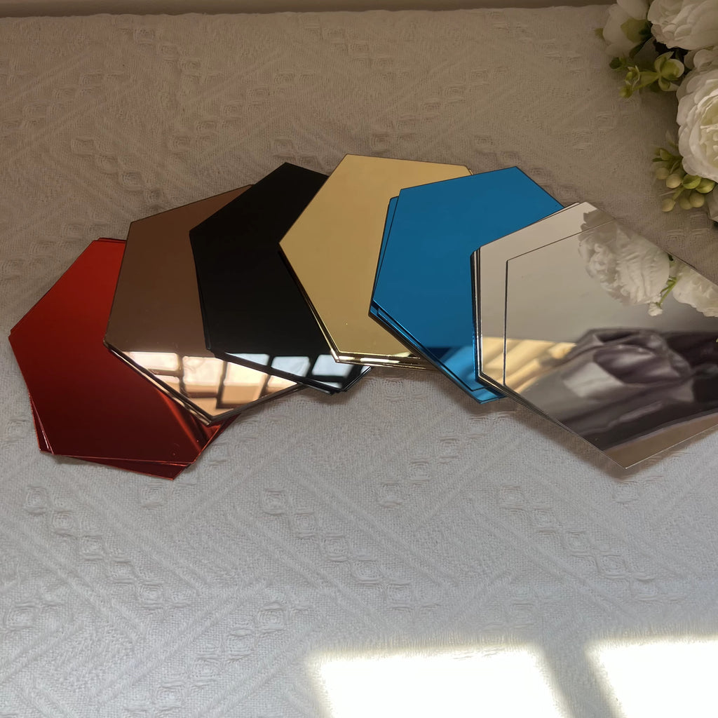 3D Mirror Wall Sticker Hexagon Decal Home Decor - 12PC
