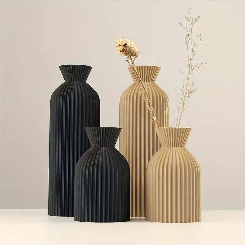 Elegant Black Plastic Vase - 4PC
