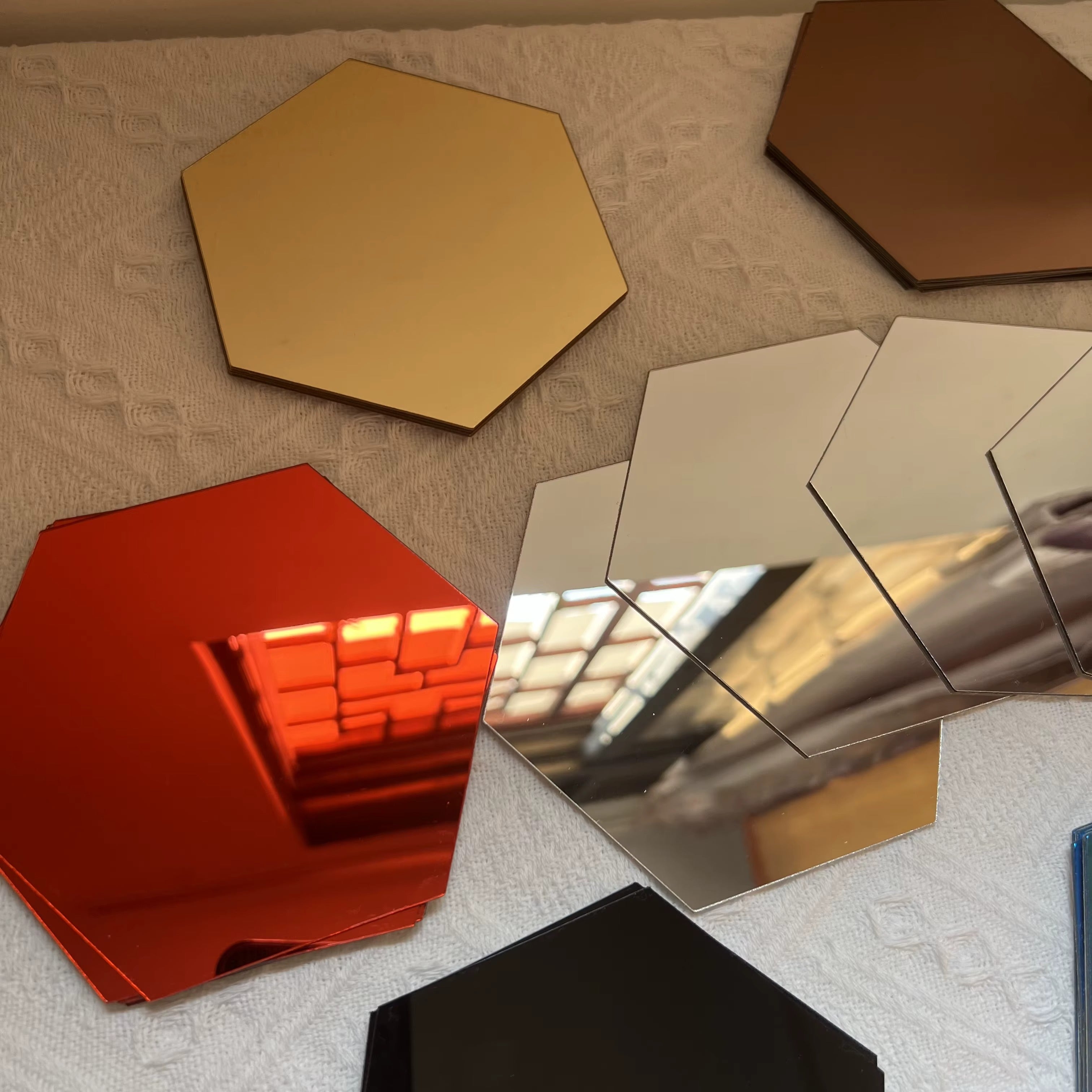 3D Mirror Wall Sticker Hexagon Decal Home Decor - 12PC