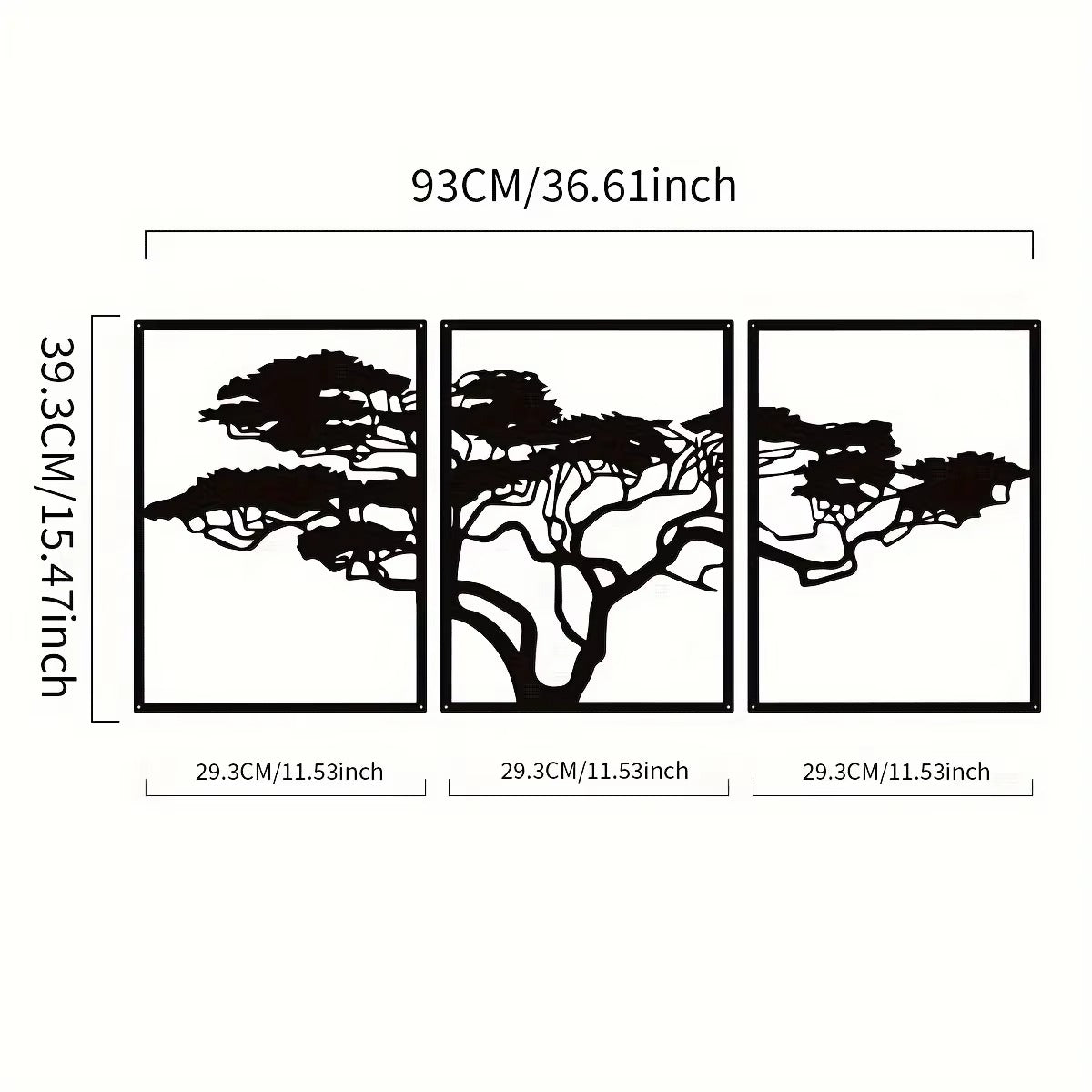 Black Metal Wall Art Decor - 3PC